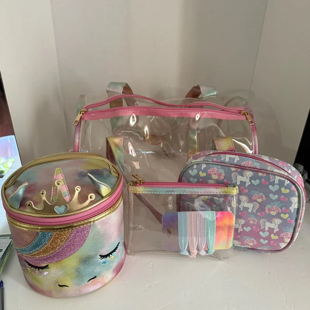 Underonesky Colorful Unicorn Clear Tote Bag and travel bags